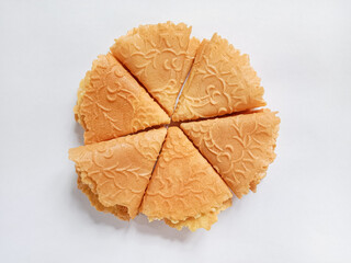 Kue semprong, Asian egg roll, sapit, sepit or kapit. Indonesian traditional wafer snack made by...