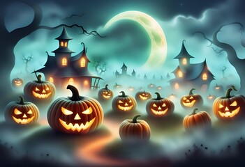 Fototapeta premium halloween background with pumpkins