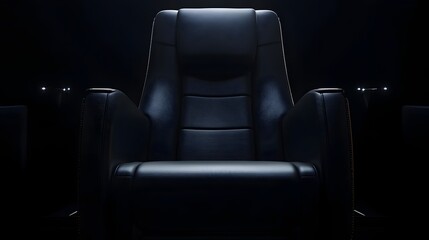 Obraz premium Elegant Black Leather Office Armchair in Minimalist Studio Setting