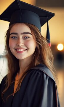 Strahlende Absolventin mit Graduiertenhut 