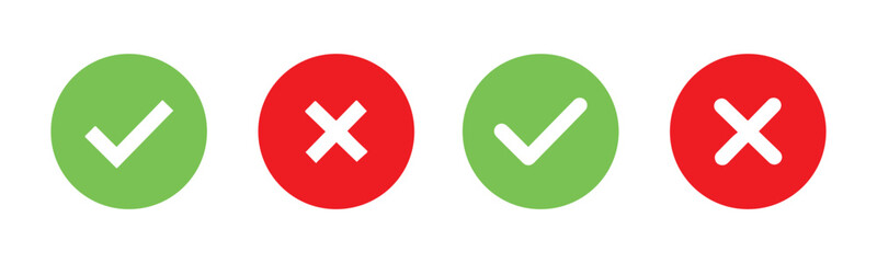 Obraz premium check mark icon button set. check box icon with right and wrong buttons and yes or no checkmark icons in green tick box and red cross