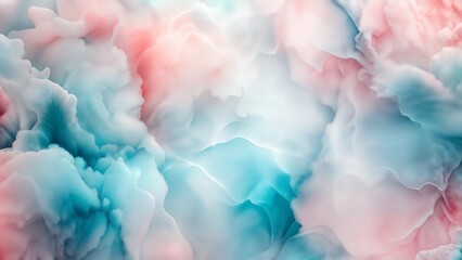 Fototapeta premium Abstract swirling clouds in soft pastel colors of pink, blue, and white creating a dreamy atmosphere