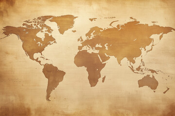 Vintage World Map &ndash; old parchment style with soft sepia tones and delicate map lines