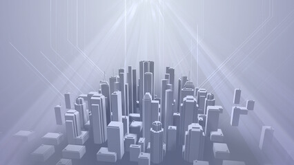 Network city communication technology business 3D illustration