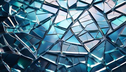 Fototapeta premium Shattered glass in blue tones