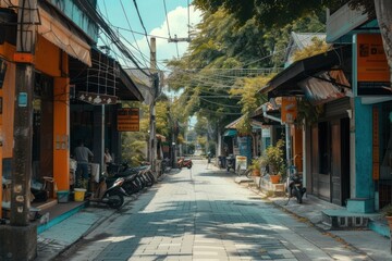 Fototapeta premium Street old town in Asia background outdoors city architecture.