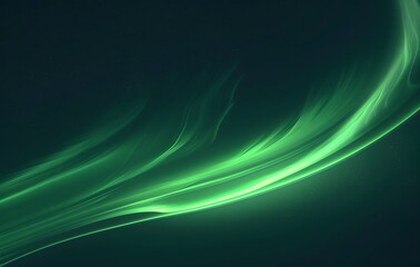 Abstract Green Aurora Borealis with Smooth Curves
