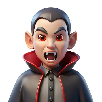Personaje de vampiro g&oacute;tico 3D sobre fondo blanco