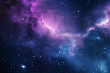 Fototapeta premium Watercolor Galaxy – a starry sky with watercolor shades of deep purple, blue, and white stars