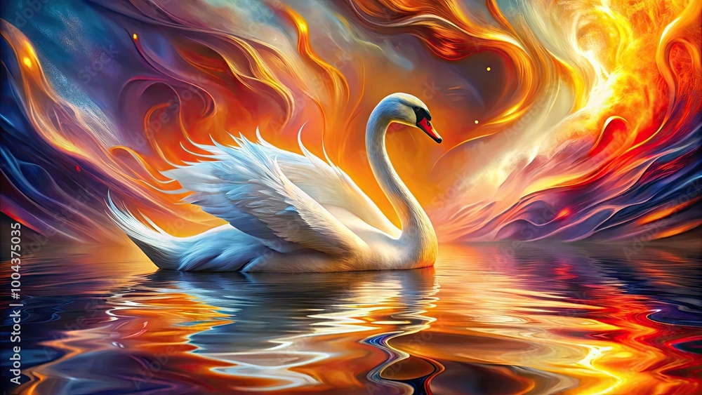 Poster vibrant swan fire abstract background with dynamic colors and fluid shapes for creative projects