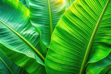 Vibrant Tropical Green Banana Leaf Illustration for Nature, Botany, and Summer-Themed Designs