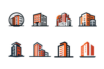 Set of Modern Buildings Icons Illustration