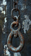 Rusty Chain Link Close Up: Industrial Texture and Detail