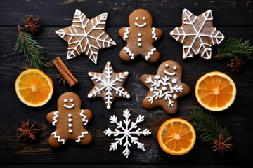 Gingerbread cookie christmas snowflake.