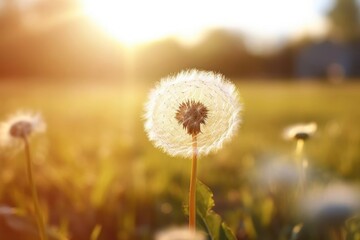 Fototapeta premium Half dandelion flower nature outdoors plant.