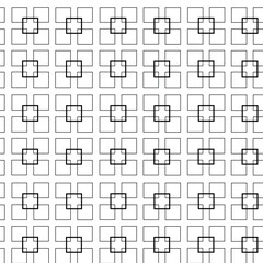 Abstract geometric pattern with squares, stripes, lines. Seamless vector background. White and black ornament. Modern graphic design.