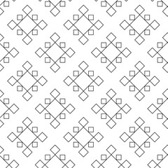 Abstract geometric pattern with squares, stripes, lines. Seamless vector background. White and black ornament. Modern graphic design.