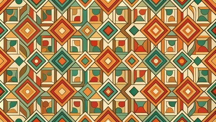 Abstract retro geometric seamless pattern background with vintage elements for design projects