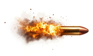 Fiery Bullet Flying in High-Speed Explosion with Smoke Effect