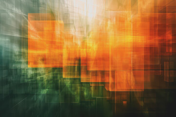 Obraz premium Orange and Lime green glowing abstract geometric lines.