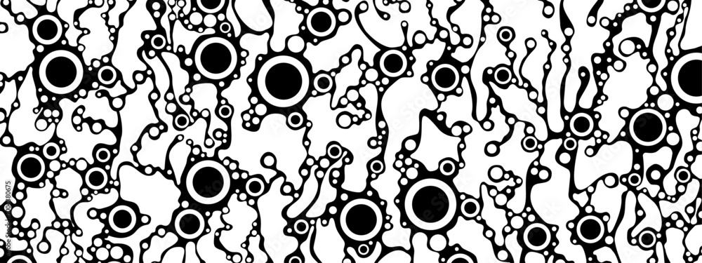 Poster halftone circular background frame. space arnament. pattern of chaotic matter, grids. community of p