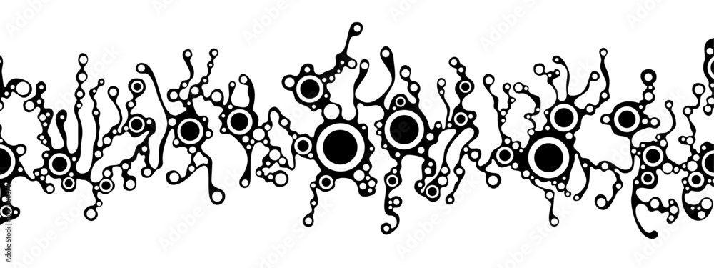 Poster halftone circular background frame. space arnament. pattern of chaotic matter, grids. community of p