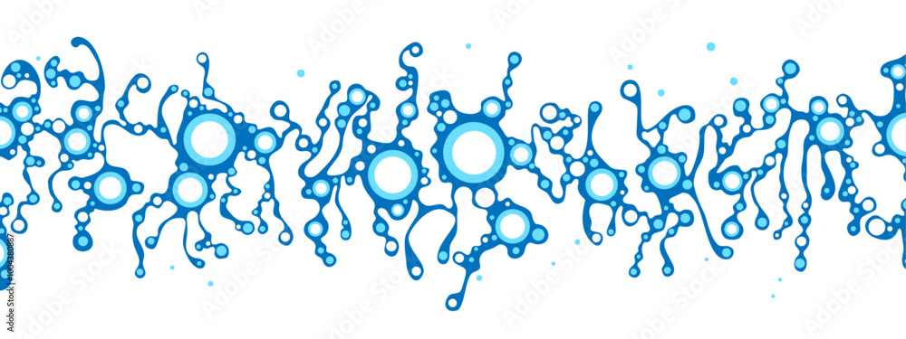 Poster blue circular background frame. space arnament. pattern of chaotic matter, grids. community of point