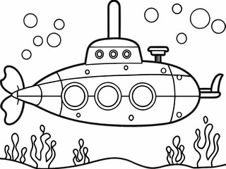 Submarine coloring page for kids underwater adventure activity fun