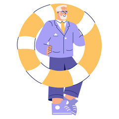 Older Businessman. Flat Vector Illustration