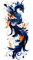Obraz premium Blue Dragon With Floral Design