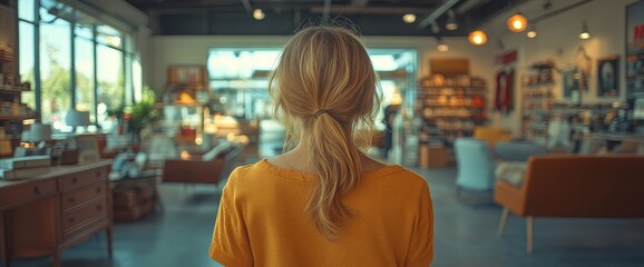 Fototapeta premium Blonde Woman Shopping in a Boutique Store