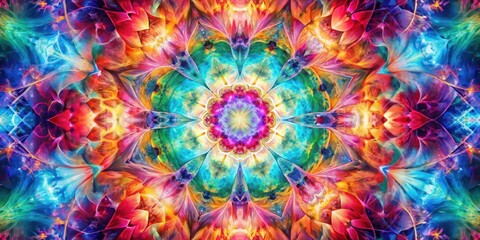 Fototapeta premium Ethereal and vibrant shapes transforming in a kaleidoscope of colors for abstract design projects