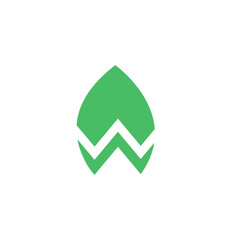 Green W Letter Logo. Modern Abstract of Initial W With Simple Leave Shape. Eco Nature Concept Design.