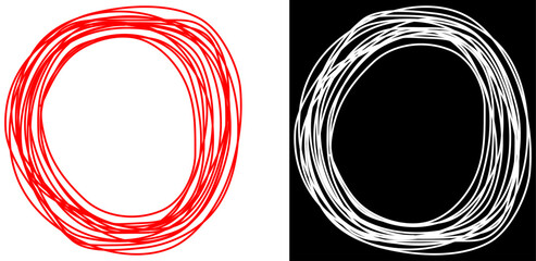 Hand drawn red and white circle on an isolated background. © HaqueMukul