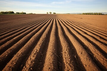 Freshly tilled soil outdoors horizon pattern.