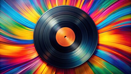 Vibrant Abstract Artwork with Vinyl Record for Creative Beats and Music Theme