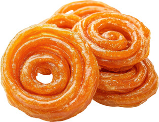 Fototapeta premium A stack of doughnuts with a golden glaze. The doughnuts are piled on top of each other, creating a visually appealing and appetizing display