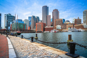 Boston harbor and cityscape skyline view, Massachusetts