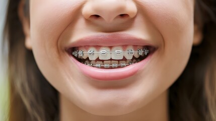 close up of woman with braces