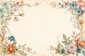 Fototapeta premium Vintage frame of botanical backgrounds pattern paper.