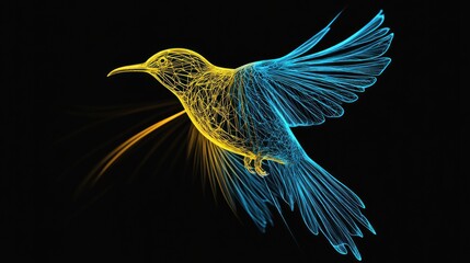 Abstract Wireframe Bird in Flight