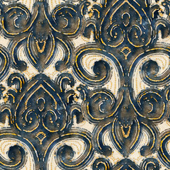 Seamless pattern with stylized ethnic pattern. Hand-drawn illustration.