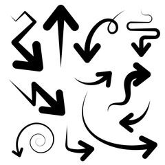 Set of arrow icons on white background.