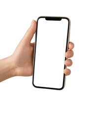 hand holding smart phone with transparent scren