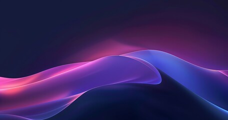 Abstract Gradient Waves - Pink, Blue, Black Background