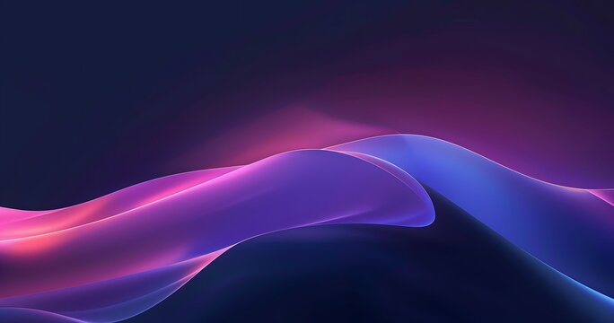 Abstract Gradient Waves - Pink, Blue, Black Background