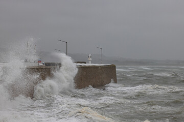 Penzance sea front storm