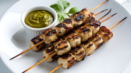 grilled chicken wings on a skewer
