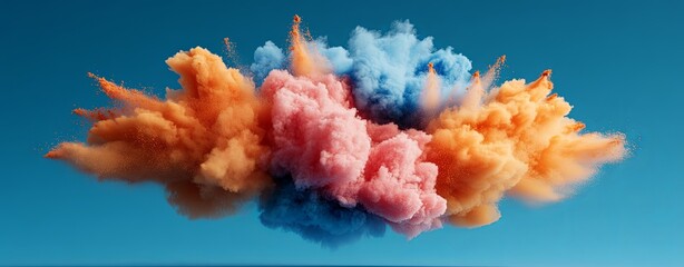 Obraz premium Vibrant Holi Powder Explosion in 3D Render