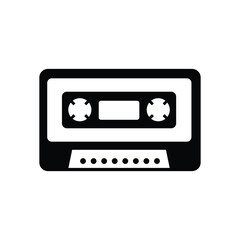 Cassette tape flat vector icon design on white background